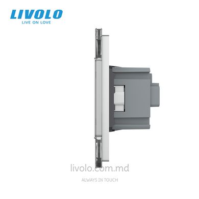 Розетка Livolo 2 модуля Серый