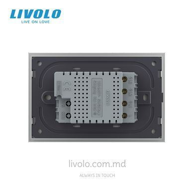 Сенсорный выключатель Livolo на 3 клавиши для квадратного подрозетника 3M, Серый