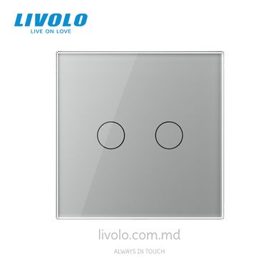 Сенсорный выключатель для жалюзи Livolo 2 клавиши 1 модуль Серый