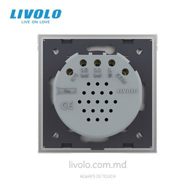 Сенсорный выключатель для жалюзи Livolo 2 клавиши 1 модуль Серый