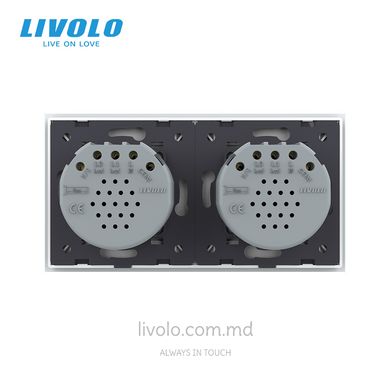 Сенсорный выключатель Livolo 2 клавиши (1+1), 2 поста Белый