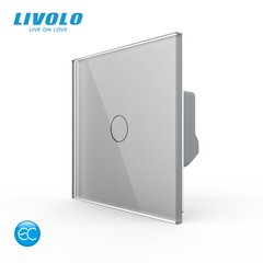 Умный сенсорный выключатель Livolo, протокол ЕС, 1 клавиша, Серый, Cерый