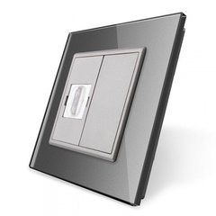 Розетка Livolo HDMI, стекло, цвет Серый