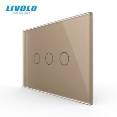 Сенсорный выключатель Livolo на 3 клавиши для квадратного подрозетника 3M, Золотой