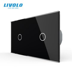 Сенсорный выключатель Livolo 2 клавиши (1+1), 2 поста Черный