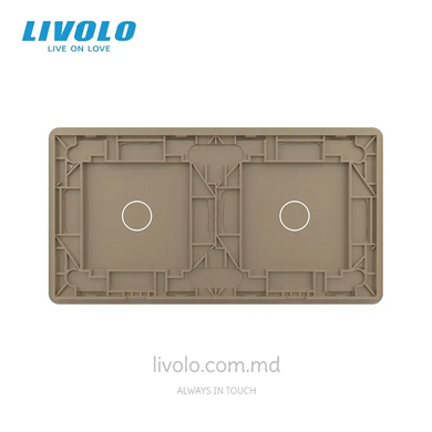 Панель для двух сенсорных выключателей Livolo, 2 клавиши (1+1), стекло, цвет Золотой 2.5D