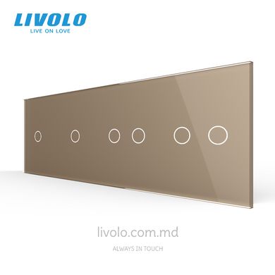 Panou pentru patru întrerupătoare tactile LIVOLO 6 clape (1+1+2+2), 4 posturi Gold
