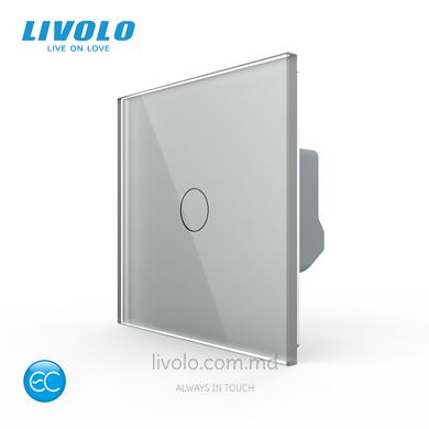 Умный сенсорный выключатель Livolo, протокол ЕС, 1 клавиша, Серый, Cерый