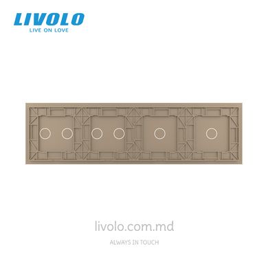 Панель для четырех сенсорных выключателей Livolo, 6 клавиш (1+1+2+2), стекло, цвет Золотой