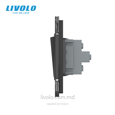 Механический проходной выключатель Livolo, 2+2 клавиши, 2 поста, Черный