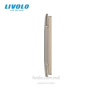 Панель для двух сенсорных выключателей Livolo, 2 клавиши (1+1), стекло, цвет Золотой 2.5D