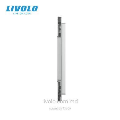 Рамка для розетки Livolo 4 поста, стекло, цвет Серый