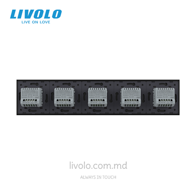 &Icirc;ntrerupător tactil LIVOLO 2+2+2+2+2 clape, 5 posturi, Negru