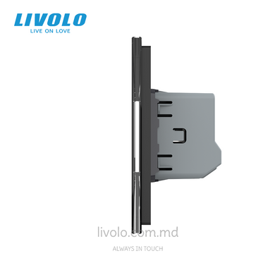 &Icirc;ntrerupător tactil LIVOLO 2+2+2+2+2 clape, 5 posturi, Negru