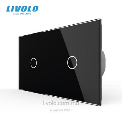 Сенсорный выключатель Livolo 2 клавиши (1+1), 2 поста Черный