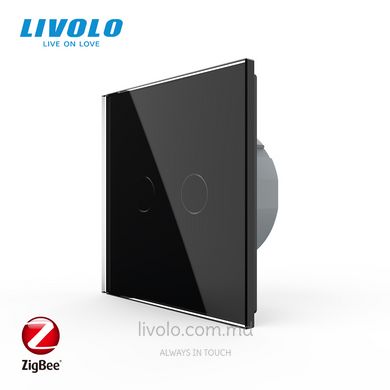 Сенсорный выключатель Livolo ZigBee (Wi-Fi) 2 клавиши 1 пост Черный