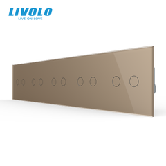 &Icirc;ntrerupător tactil LIVOLO 2+2+2+2+2 clape, 5 posturi, Auriu