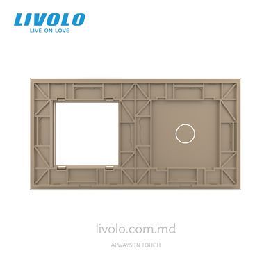 Панель для сенсорного выключателя и розетки Livolo, 1 клавиша, стекло, цвет Золотой