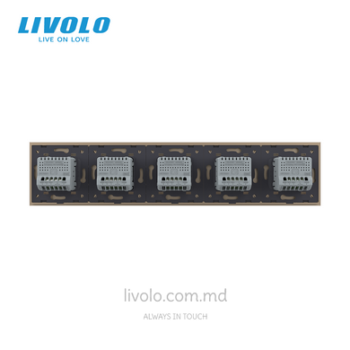 Сенсорный выключатель Livolo 2+2+2+2+2 клавиши, 5 постов, Золотой