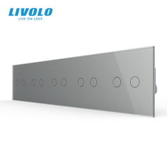 &Icirc;ntrerupător tactil LIVOLO 2+2+2+2+2 clape, 5 posturi, Gri