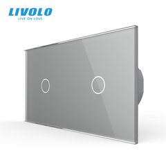 Сенсорный выключатель Livolo 2 клавиши (1+1), 2 поста Серый