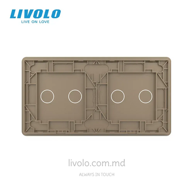 Панель для двух сенсорных выключателей Livolo, 4 клавиши (2+2), стекло, цвет Золотой 2.5D