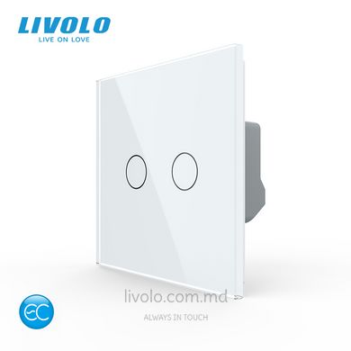 Умный сенсорный выключатель Livolo, протокол ЕС, 2 клавиши, Белый, Белый