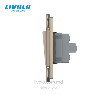 Механический проходной выключатель Livolo, 2+2 клавиши, 2 поста, Золотой