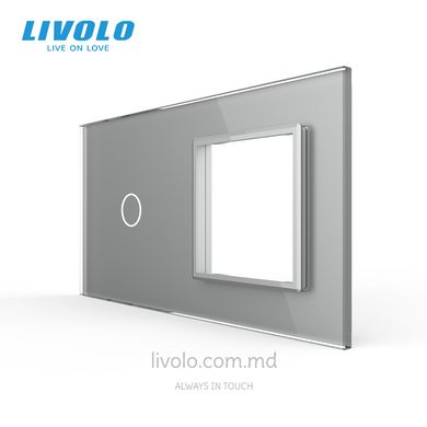 Панель для сенсорного выключателя и розетки Livolo, 1 клавиша, стекло, цвет Серый