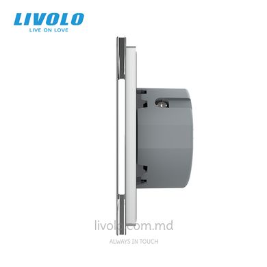 Сенсорный выключатель Livolo 2 клавиши (1+1), 2 поста Серый