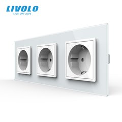 Розетка Livolo 3 модуля Белый