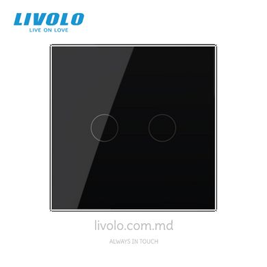 Întrerupător inteligent tactil Livolo, protocol EC, 2 clape, Negru , Negru