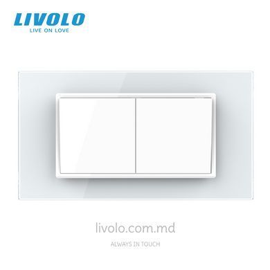 &Icirc;ntrerupător mecanic cap-scară Livolo, 1+1 clapă, pentru doză pătrată 4M, Alb