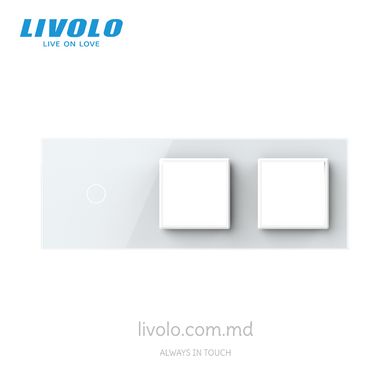 Панель для сенсорного выключателя и двух розеток Livolo, 1 клавиша, стекло, цвет Белый