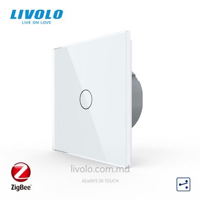 Сенсорный проходной выключатель Livolo ZigBee (Wi-Fi) 1 клавиша 1 пост Белый