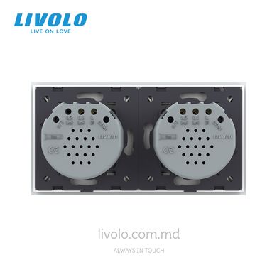 Сенсорный выключатель Livolo 3 клавиши (1+2), 2 поста Белый