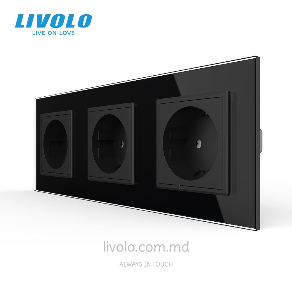 Купить  Livolo 3 модуля Черный в Молдове с бесплатной доставкой .