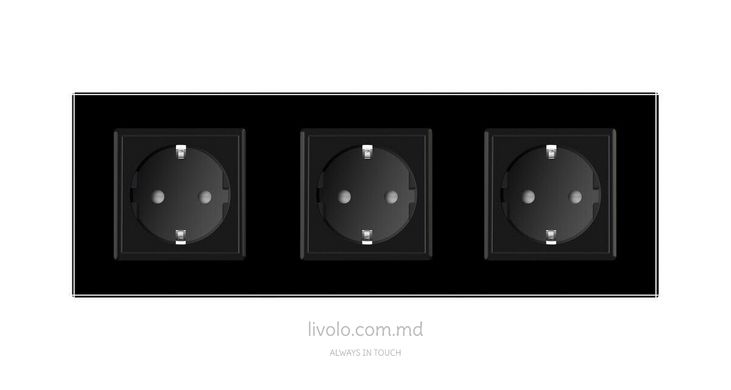 Розетка Livolo 3 модуля Черный