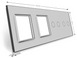 Панель для двух сенсорных выключателей и двух розеток Livolo, 4 клавиши (2+2+0+0), стекло, цвет Серый