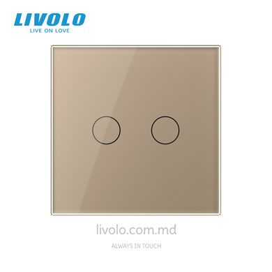 Умный сенсорный выключатель Livolo, протокол ЕС, 2 клавиши, Золотой, Золотой