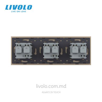 Розетка Livolo 3 модуля Золотой