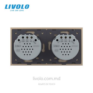Сенсорный выключатель Livolo 3 клавиши (1+2), 2 поста Золотой