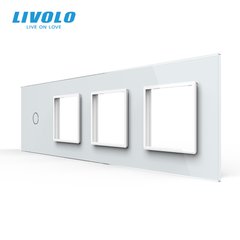 Панель для сенсорного выключателя и трех розеток Livolo, 1 клавиша, стекло, цвет Белый
