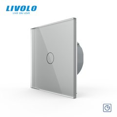 Сенсорный выключатель с таймером Livolo 1 клавиша 1 модуль Серый