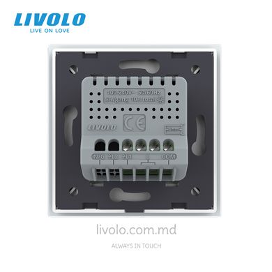 Întrerupător inteligent cap-scara tactil Livolo, protocol EC, 1 clapa, Alb, Alb