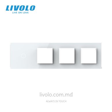 Панель для сенсорного выключателя и трех розеток Livolo, 1 клавиша, стекло, цвет Белый