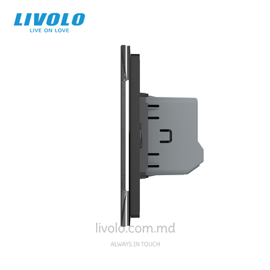 Сенсорный выключатель Livolo, 1+2 клавиши, для квадратного подрозетника 4M, Черный