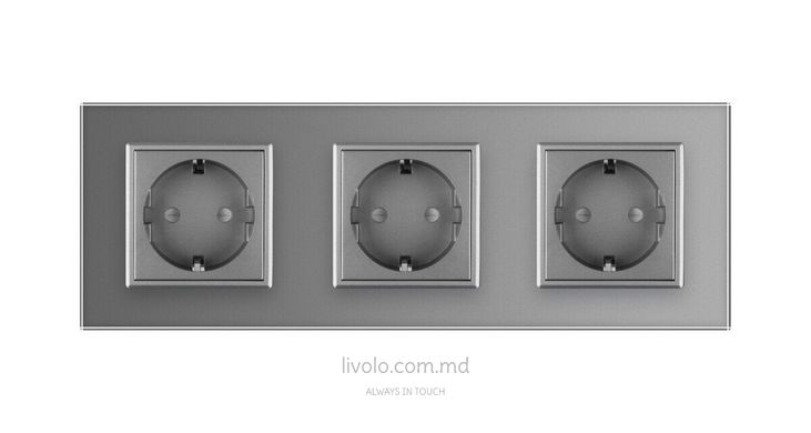 Розетка Livolo 3 модуля Серый