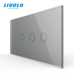 Сенсорный выключатель Livolo, 1+2 клавиши, для квадратного подрозетника 4M, Серый