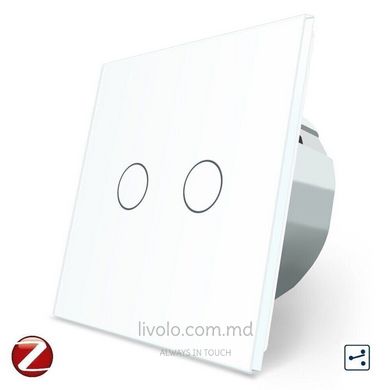 Сенсорный проходной выключатель Livolo ZigBee (Wi-Fi) 2 клавиши 1 пост Белый
